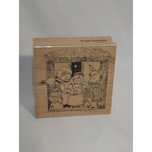 Embossing Arts Co Rubber Stamp Christmas NATIVITY Manger Scene, 1993
